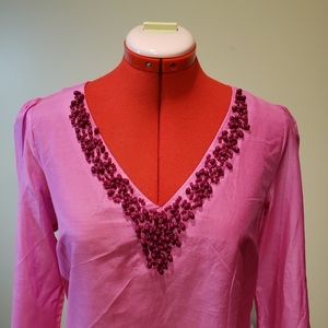 NWOT Banana Republic Cotton/Silk Beaded Shirt
